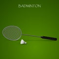 Badminton background with racket and shuttlecock template