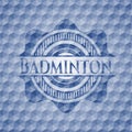 Badminton blue emblem with geometric pattern. Vector Illustration. Detailed