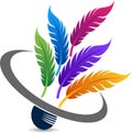 Badminton colorful feathered logo