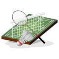 Badminton Field and Ball Vector Illustration