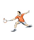 Badminton illustration, man practicing sport