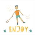 Badminton inspiration phrase hand lettering with character