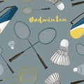 Badminton labels and icons set pattern Royalty Free Stock Photo