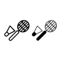 Badminton line and glyph icon. Racket and shuttlecock vector illustration isolated on white. Sport outline style design Royalty Free Stock Photo