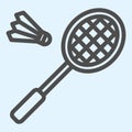 Badminton line icon. Racket and shuttlecock. Sport vector design concept, outline style pictogram on white background Royalty Free Stock Photo
