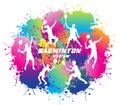 Badminton Logo Design. Colorful Sport Background. Website landing page. Template for apps.