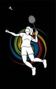 Badminton player action, Sport action cartoon graphic