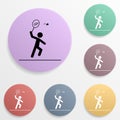 Badminton player badge color set icon. Simple glyph, flat vector of sport icons for ui and ux, website or mobile application Royalty Free Stock Photo