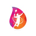 Badminton Player drop shape concept logo Royalty Free Stock Photo