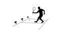 Badminton Player Silhouette with Racket and Shuttlecocks Royalty Free Stock Photo