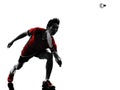 Badminton player young man silhouette Royalty Free Stock Photo