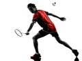 Badminton player young man silhouette Royalty Free Stock Photo