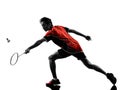 Badminton player young man silhouette Royalty Free Stock Photo