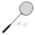 Badminton racket with birdies shuttlecock isolated