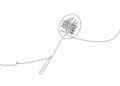 Badminton racket one line art. Continuous line drawing of badminton, string, sport, fitness, feather, sports, activity