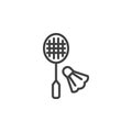 Badminton racket and shuttlecock line icon Royalty Free Stock Photo