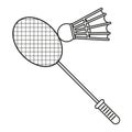 badminton racket shuttlecock sport thin line Royalty Free Stock Photo