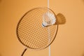 badminton racket shuttlecock top view. High quality photo