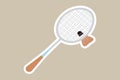 Badminton with Racket Sticker vector illustration. Sport object icon design concept.