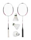 Badminton rackets and feather shuttlecocks