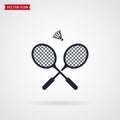 Badminton rackets and shuttlecock. Vector icon. Royalty Free Stock Photo