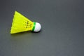 Badminton shuttlecock close-up is isolated on gray Royalty Free Stock Photo