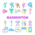 badminton shuttlecock competition icons set vector Royalty Free Stock Photo