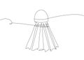 Badminton shuttlecock one line art. Continuous line drawing of badminton, flying, sport, fitness, feather, sports Royalty Free Stock Photo