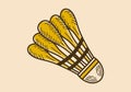 Badminton shuttlecock retro vintage line art Royalty Free Stock Photo