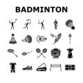 badminton shuttlecock sport icons set vector Royalty Free Stock Photo