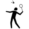 badminton sport pictogram, set with racket and shuttlecock