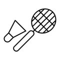 Badminton thin line icon. Racket and shuttlecock vector illustration isolated on white. Sport outline style design Royalty Free Stock Photo