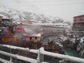 Badrinath, an Indian Himalayan Town, during Snowfall Royalty Free Stock Photo