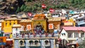 Badrinath Dham temple dedicated to Lord Vishnu situated in the town of Badrinath in Uttarakhand, India Royalty Free Stock Photo