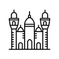 Badshahi Mosque icon vector isolated on white background, Badshahi Mosque sign , line or linear sign, element design in outline