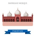 Badshahi Mosque Lahore Pakistan vector flat attraction travel
