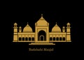 Badshahi Mosque vector icon. Badshahi masjid golden color illustration. Badshahi masjid icon