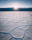 Badwater Basin in Death Valley National Park at sunset in California Royalty Free Stock Photo