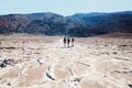 Badwater Basin Salt Flats Trail, and Black Mountains in Death Valley National Park, California Royalty Free Stock Photo