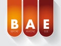 BAE - Before Anyone Else acronym text concept for presentations and reports