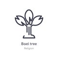bael tree outline icon. isolated line vector illustration from religion collection. editable thin stroke bael tree icon on white