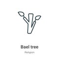 Bael tree outline vector icon. Thin line black bael tree icon, flat vector simple element illustration from editable religion