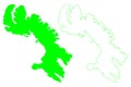 Baffin island Canada, Nunavut Province, North America, Canadian Arctic Archipelago map vector illustration, scribble sketch