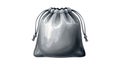 A grayscale illustration of a drawstring bag with a glossy, reflective surface. The Royalty Free Stock Photo