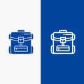 Bag, Back bag, Service, Hotel Line and Glyph Solid icon Blue banner