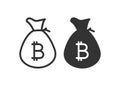 Bag of bitcoins icon. Web bussines symbol. Sign money vector