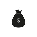 Bag black dollar money icon