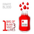 1 bag of blood saves 3 lives. Medical and healthcare concept