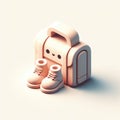Bag and boots 3D minimalist cute isometric icon on a white background