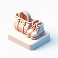 Bag and boots 3D minimalist cute isometric icon on a white background